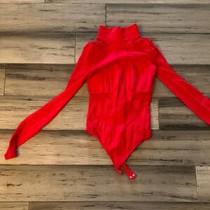 Wolford Vibrant Red Long Sleeve Bodysuit